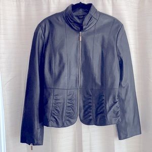 Marvin Richard Structured Ruched Leather Jacket - Size XL